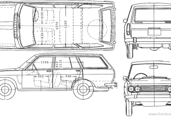 Datsun Bluebird 510 Wagon (1973) - Датсун - чертежи, габариты, рисунки автомобиля