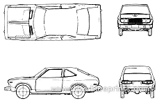 Datsun Bluebird 610 2-Door Sedan (1975) - Датсун - чертежи, габариты, рисунки автомобиля