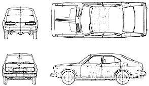 Datsun Bluebird 610 4-Door (1975) - Датсун - чертежи, габариты, рисунки автомобиля