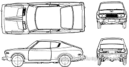 Datsun Bluebird 610 Coupe (1975) - Датсун - чертежи, габариты, рисунки автомобиля