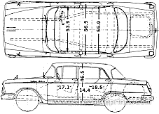 Datsun Cedric 1900 LG31 (1962) - Датсун - чертежи, габариты, рисунки автомобиля