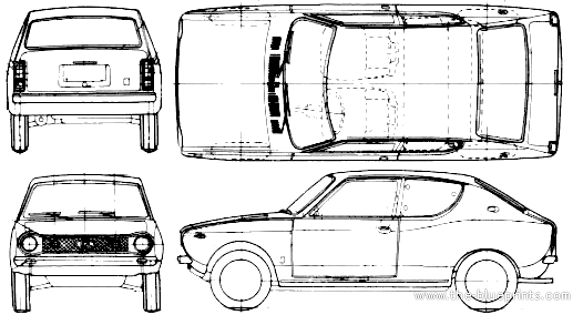 Datsun Cherry 100A 3-Door - Датсун - чертежи, габариты, рисунки автомобиля