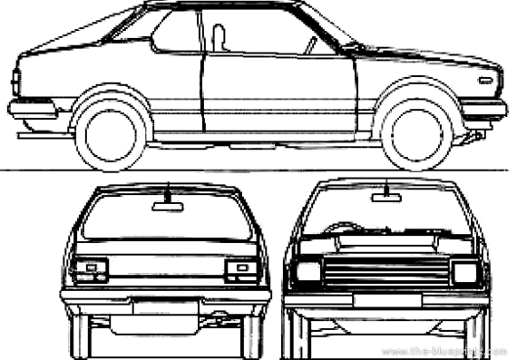 Datsun Cherry 310 Coupe N10 (1980) - Датсун - чертежи, габариты, рисунки автомобиля