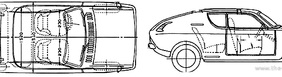 Datsun Cherry Coupe (1970) - Датсун - чертежи, габариты, рисунки автомобиля