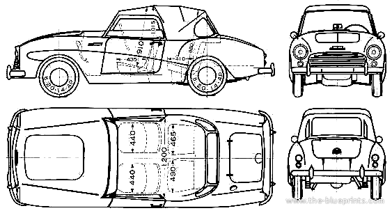 Datsun Fairlady 212SPL (1961) - Датсун - чертежи, габариты, рисунки автомобиля