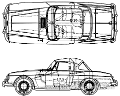 Datsun Fairlady 310SPL 1500 (1963) - Датсун - чертежи, габариты, рисунки автомобиля