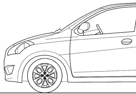Datsun Go + (2014) - Датсун - чертежи, габариты, рисунки автомобиля