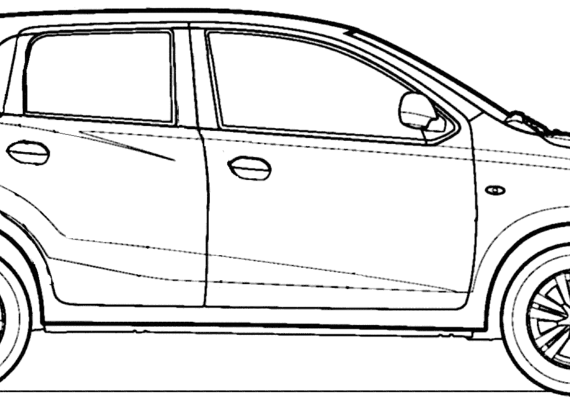 Datsun Go T (2014) - Датсун - чертежи, габариты, рисунки автомобиля