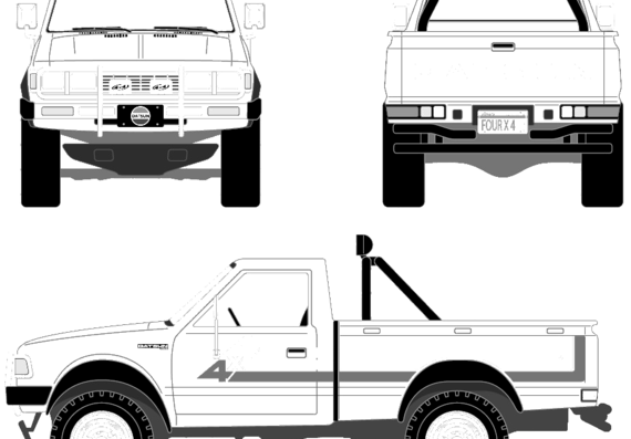 Datsun L720 Pick-up - Датсун - чертежи, габариты, рисунки автомобиля