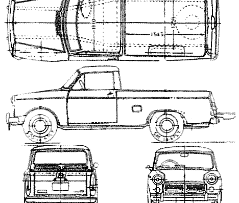 Datsun N320 Pick-up (1963) - Датсун - чертежи, габариты, рисунки автомобиля
