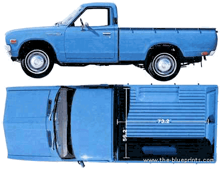 Datsun Pick-up (1973) - Датсун - чертежи, габариты, рисунки автомобиля