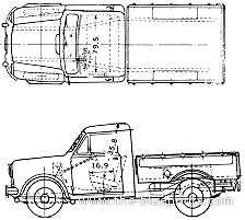 Datsun Pick-up 211PLG (1960) - Датсун - чертежи, габариты, рисунки автомобиля