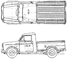 Datsun Pick-up 222PLG (1961) - Датсун - чертежи, габариты, рисунки автомобиля