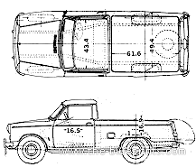 Datsun Pick-up 320NL (1964) - Датсун - чертежи, габариты, рисунки автомобиля