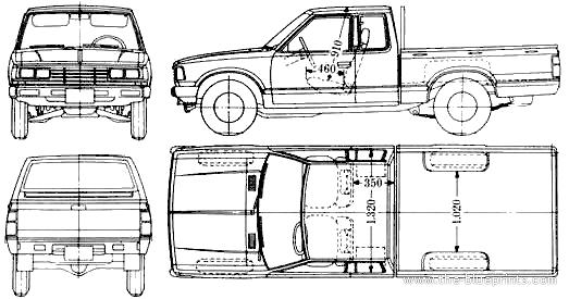 Datsun Pick-up 521L (1979) - Датсун - чертежи, габариты, рисунки автомобиля