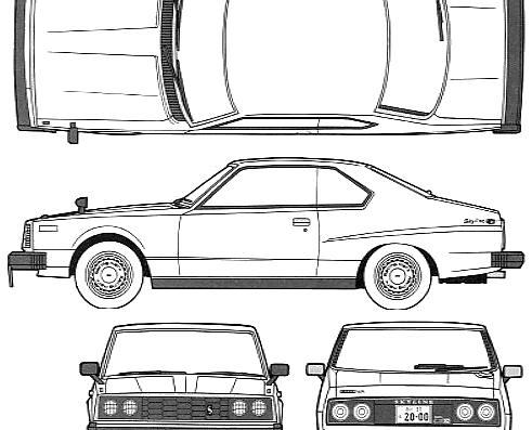 Datsun Skyline 240K 2000GT-ES 2-Door HT C210 (1977) - Датсун - чертежи, габариты, рисунки автомобиля