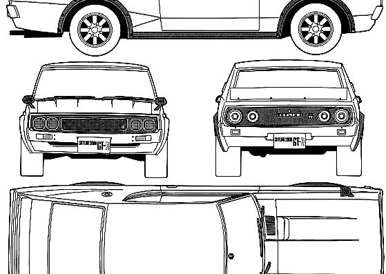 Datsun Skyline C110 2000GT-R 2-Door Hardtop (1972) - Датсун - чертежи, габариты, рисунки автомобиля
