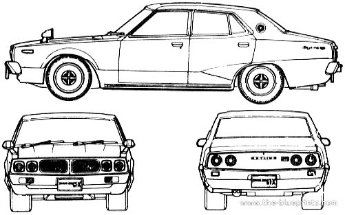 Datsun Skyline C110 240K GT-X 4-Door (1972) - Датсун - чертежи, габариты, рисунки автомобиля