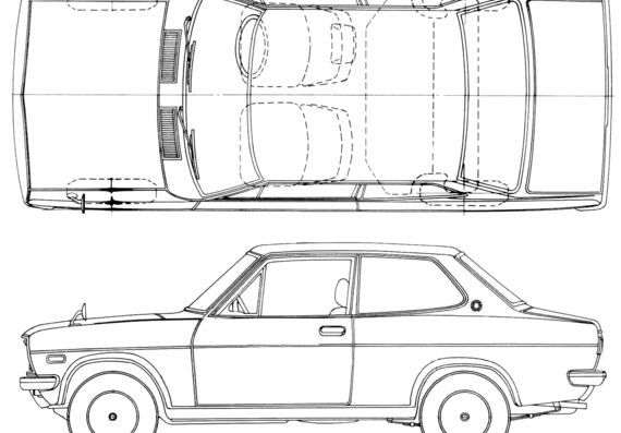 Datsun Sunny 1200 2-Door (1970) - Датсун - чертежи, габариты, рисунки автомобиля