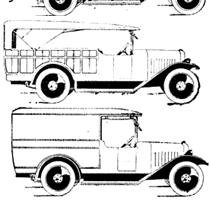 DeDion Bouton 1000kg 1926 - Разные автомобили - чертежи, габариты, рисунки автомобиля