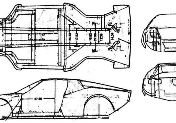 DeTomaso Pantera Chassis - DeTomaso - drawings, dimensions, pictures of the car