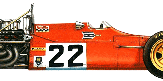 De Tomaso-Ford 505 F1 GP (1970) - ДеТомазо - чертежи, габариты, рисунки автомобиля