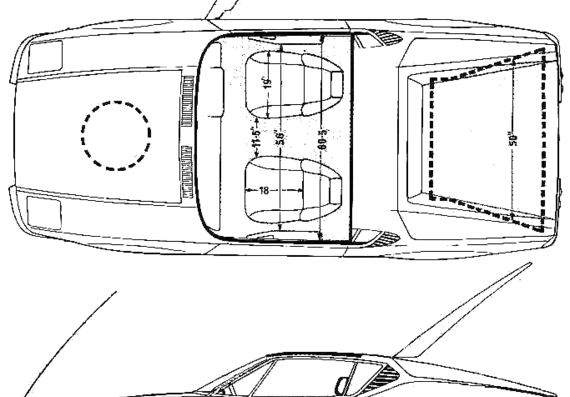 De Tomaso Pantera (1972) - ДеТомазо - чертежи, габариты, рисунки автомобиля