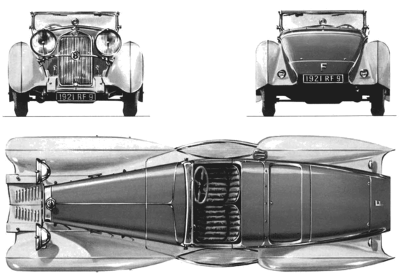 Delage D8 Grand Sport (1932) - Деляж  - чертежи, габариты, рисунки автомобиля