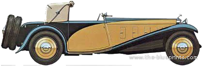 Delage D8 SS 100 (1933) - Деляж  - чертежи, габариты, рисунки автомобиля