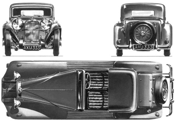 Delage D8 SS Sedanca Coupe (1933) - Деляж  - чертежи, габариты, рисунки автомобиля