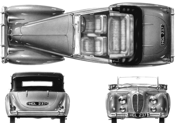 Delahaye 135MS 3.5 Litre Cabriolet (1946) - Делайе  - чертежи, габариты, рисунки автомобиля