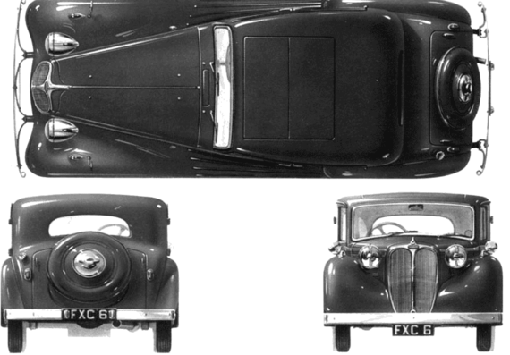Delahaye 135M 3.5 Litre Berline (1938) - Делайе  - чертежи, габариты, рисунки автомобиля