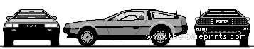 Delorean DMC (1981) - Разные автомобили - чертежи, габариты, рисунки автомобиля