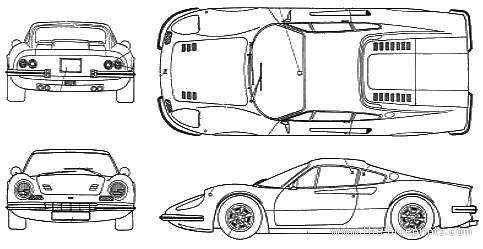 Dino 246GT Early Type - Ferrari - drawings, dimensions, pictures of the car