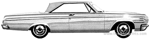 Dodge 440 2-Door Hardtop (1964) - Додж - чертежи, габариты, рисунки автомобиля