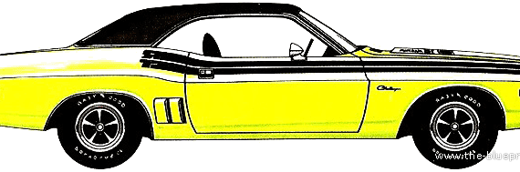 Dodge Challenger RT Hardtop (1971) - Додж - чертежи, габариты, рисунки автомобиля