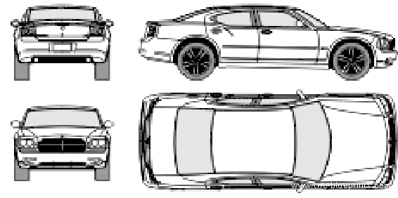 Dodge Charger (2005) - Додж - чертежи, габариты, рисунки автомобиля