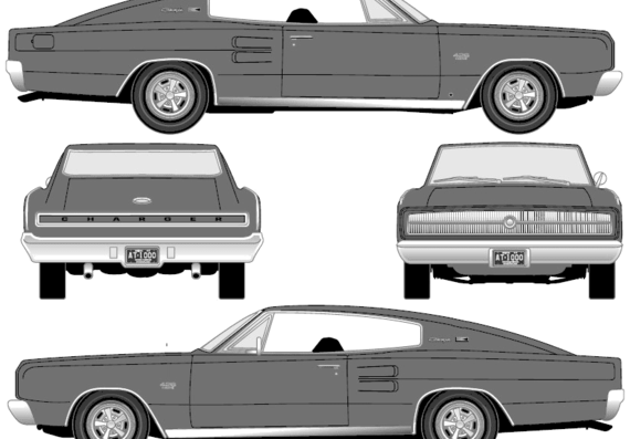 Dodge Charger 426 Hemi (1967) - Додж - чертежи, габариты, рисунки автомобиля