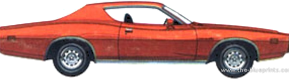 Dodge Charger 500 (1971) - Додж - чертежи, габариты, рисунки автомобиля