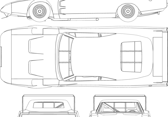 Dodge Charger Daytona (1971) - Додж - чертежи, габариты, рисунки автомобиля