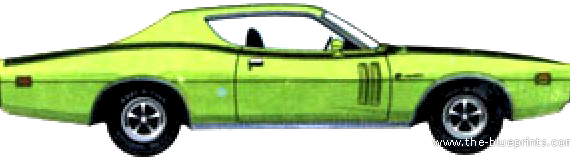 Dodge Charger RT (1971) - Додж - чертежи, габариты, рисунки автомобиля