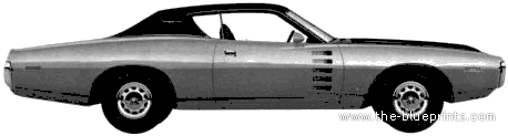 Dodge Charger Rallye Coupe (1972) - Додж - чертежи, габариты, рисунки автомобиля
