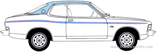 Dodge Colt Carousel 2-Door Hardtop (1975) - Додж - чертежи, габариты, рисунки автомобиля