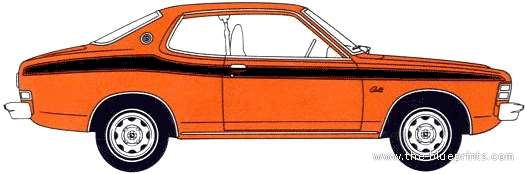 Dodge Colt GT 2-Door Hardtop (1975) - Додж - чертежи, габариты, рисунки автомобиля