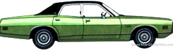 Dodge Coronet Brougham 4-Door Sedan (1971) - Додж - чертежи, габариты, рисунки автомобиля