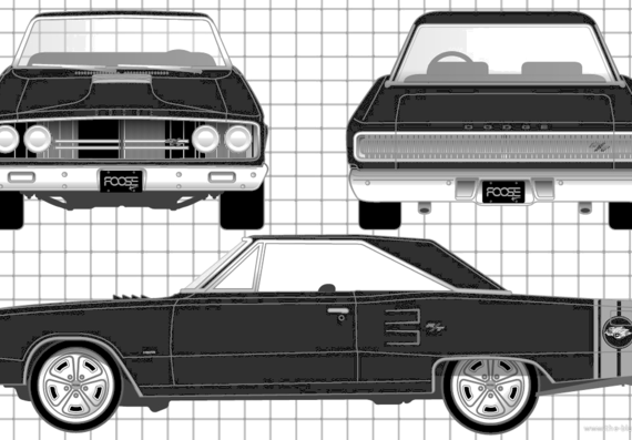 Dodge Coronet Hardtop (1967) - Додж - чертежи, габариты, рисунки автомобиля