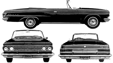 Dodge Custom 880 Convertible (1964) - Додж - чертежи, габариты, рисунки автомобиля