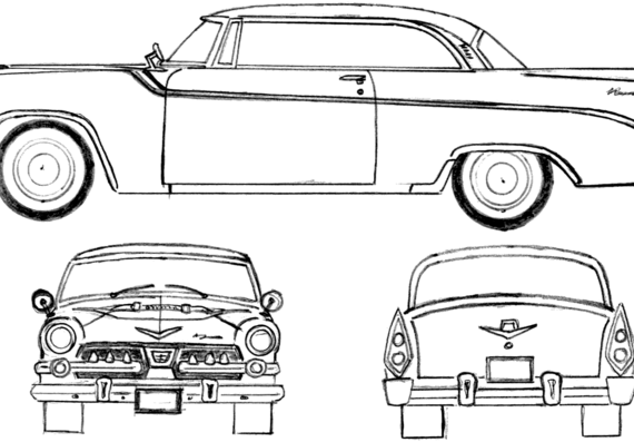 Dodge Custom Royal Lancer 2-Door Hardtop (1956) - Додж - чертежи, габариты, рисунки автомобиля