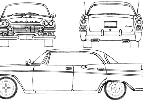 Dodge Custom Royal Lancer 4-Door Hardtop (1958) - Додж - чертежи, габариты, рисунки автомобиля