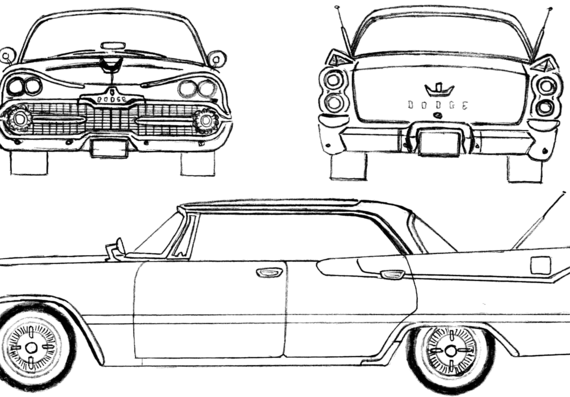 Dodge Custom Royal Lancer 4-Door Hardtop (1959) - Додж - чертежи, габариты, рисунки автомобиля